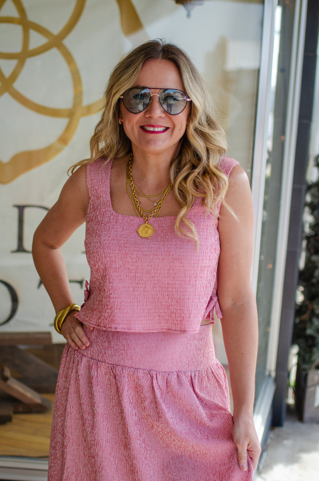 Whisk Me Away Red Gingham Midi Skirt