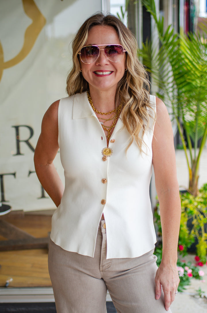 Classy Moment Collared top in cream