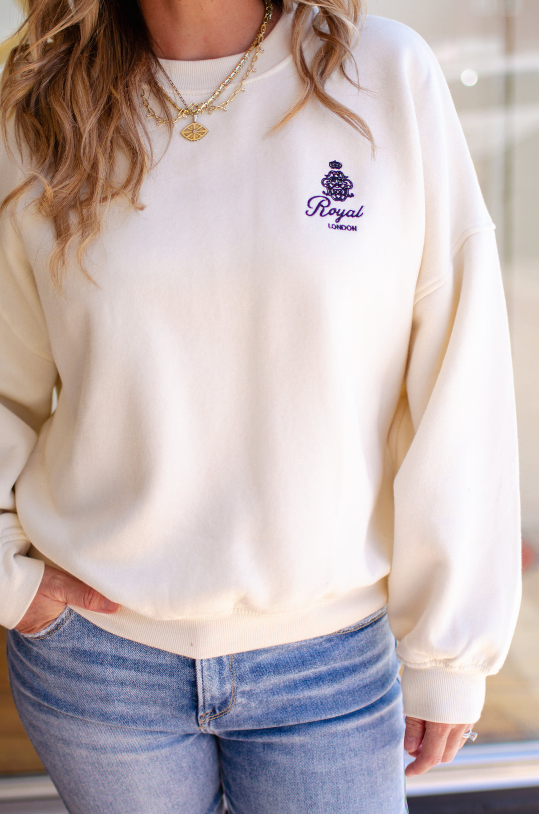 Bon Voyage Embroidered French Terry Pullover Sweatshirt