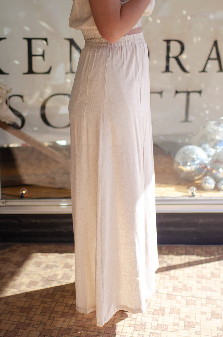 Greek Isle Oatmeal Linen Maxi Skirt