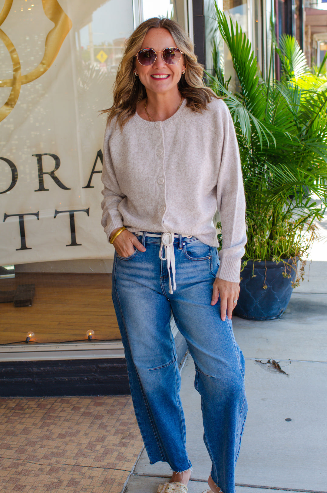 Cozy Vibes Button-up Cardigan in Oatmeal