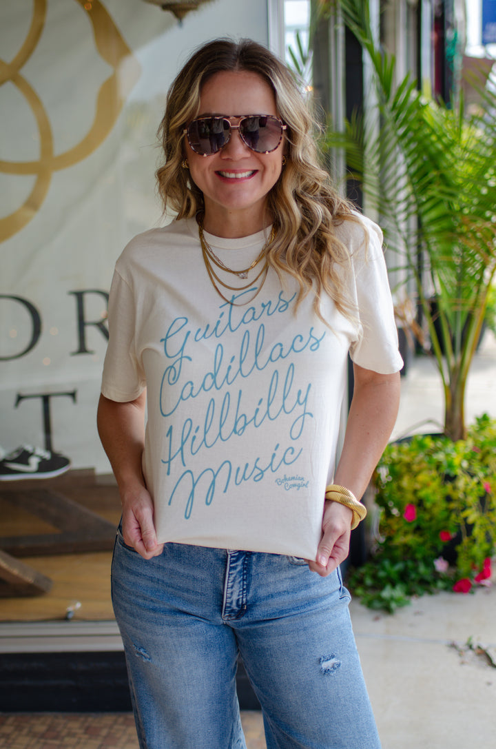 Guitar + Cadillacs Cream Graphic Tee