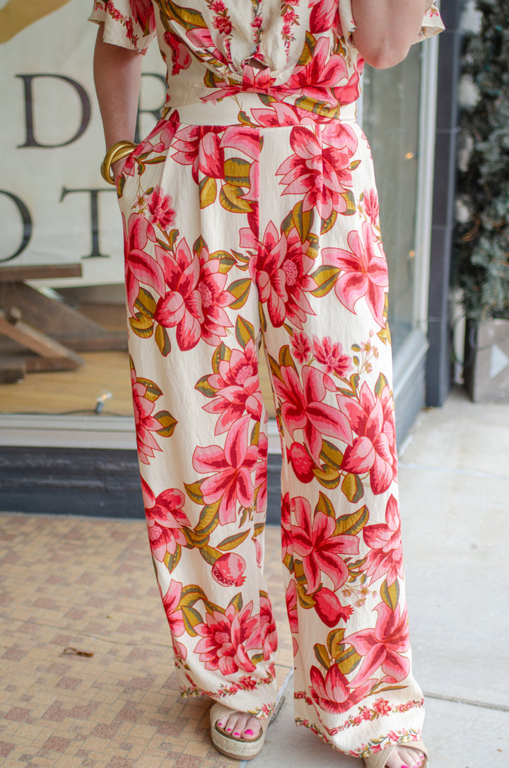 Maui Baby High Rise Floral Print Wide Leg Pant