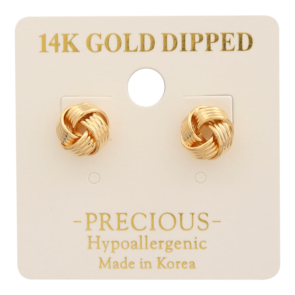 14K Gold Dipped Knotted Stud Earring
