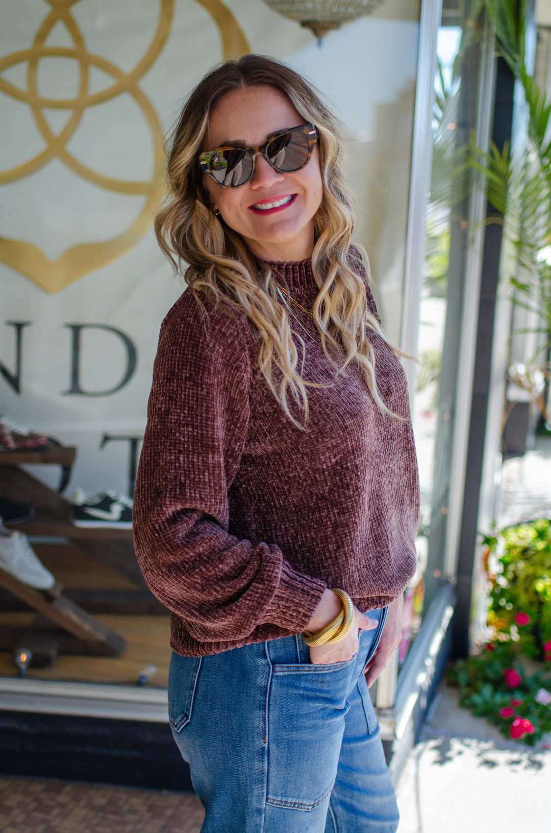 Cozy Autumn Ultra Soft Chenille Knit Sweater in Brown