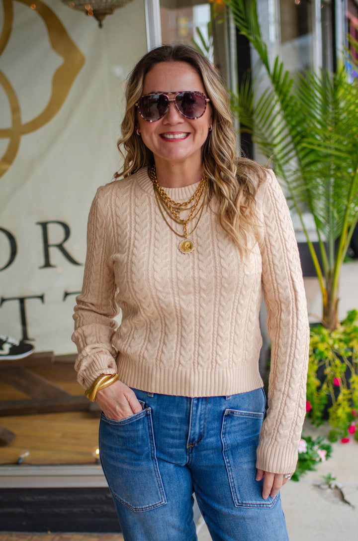 Cozy Feels Cable Knit Sweater in Cream
