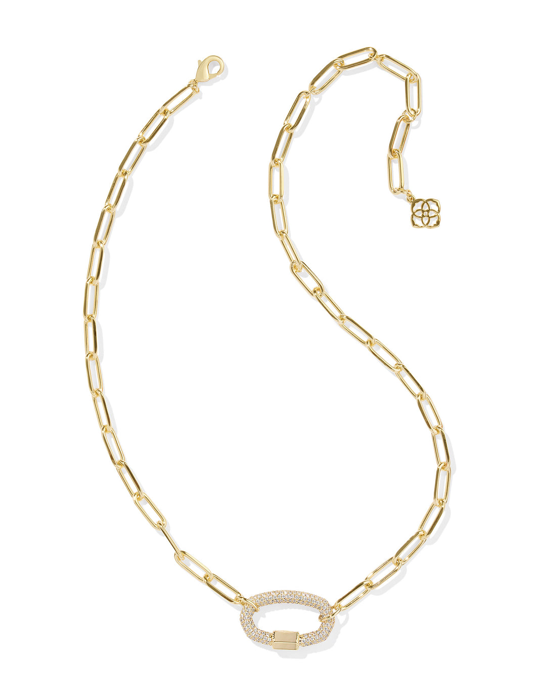 Kendra Scott Emery Link Chain Necklace in Gold & White Crystal