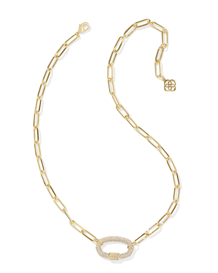 Kendra Scott Emery Link Chain Necklace in Gold & White Crystal