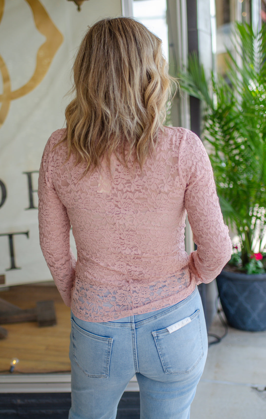 Heart Like Mine Fitted Long Sleeve Lace Top in Dusty Blush