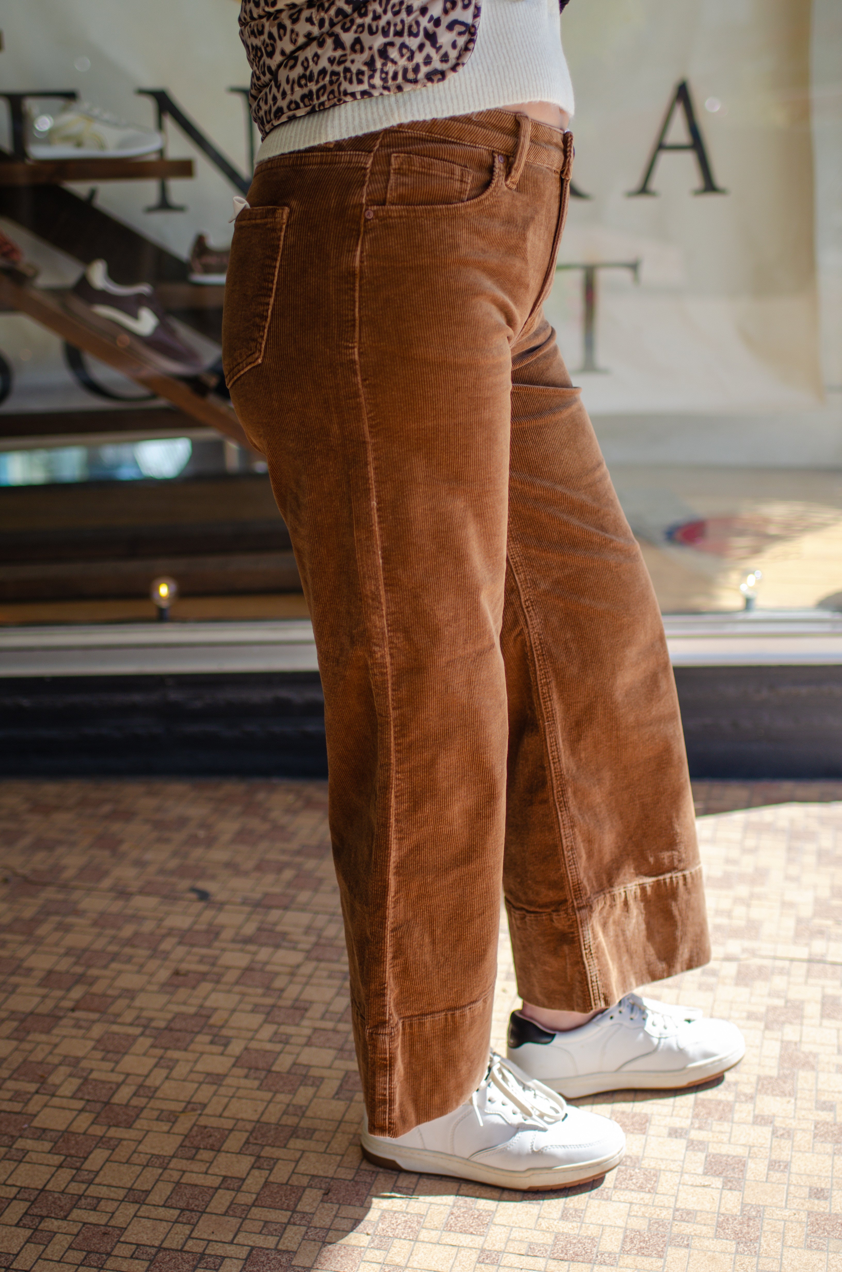 Risen High Rise Crop Wide Corduroy Pants in Camel – Bliss Boutique