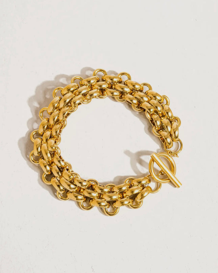 LUXE 18K gold Plated Weave Toggle Bracelet