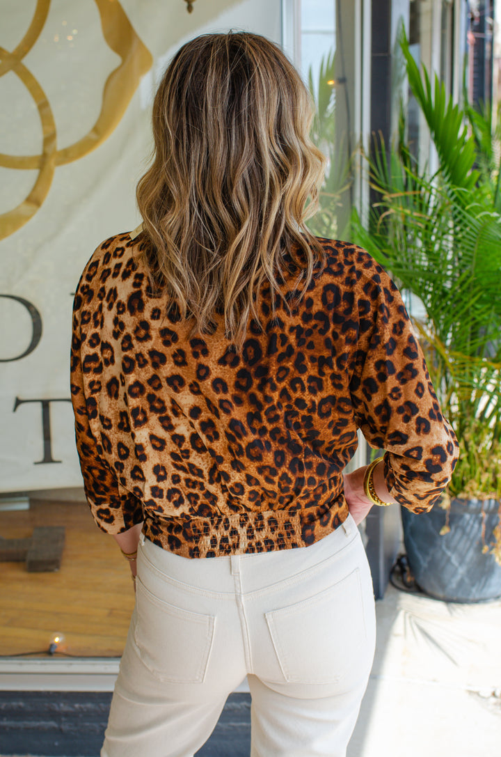 Wild One Collared Top in Light Leopard