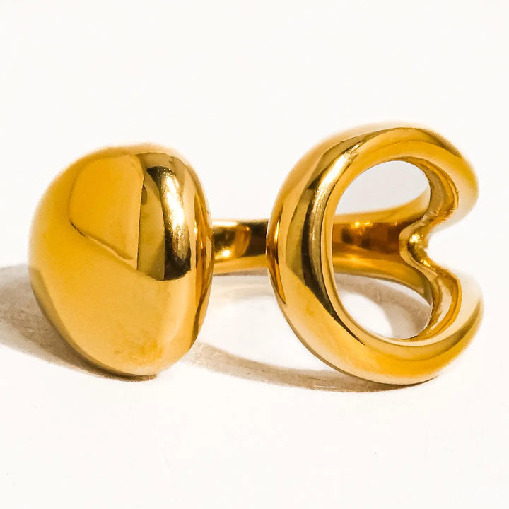 Luxe 18K Gold Non-Tarnish Abstract Ring sz7