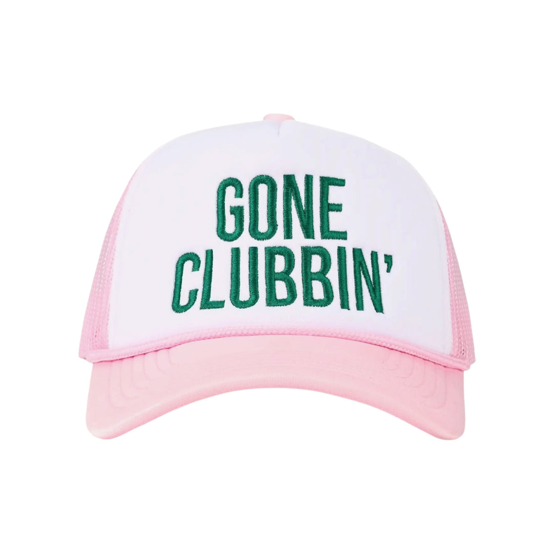 Gone Clubbin Foam Letter 2-Tone Mesh Trucker Hat in Pink & Cream