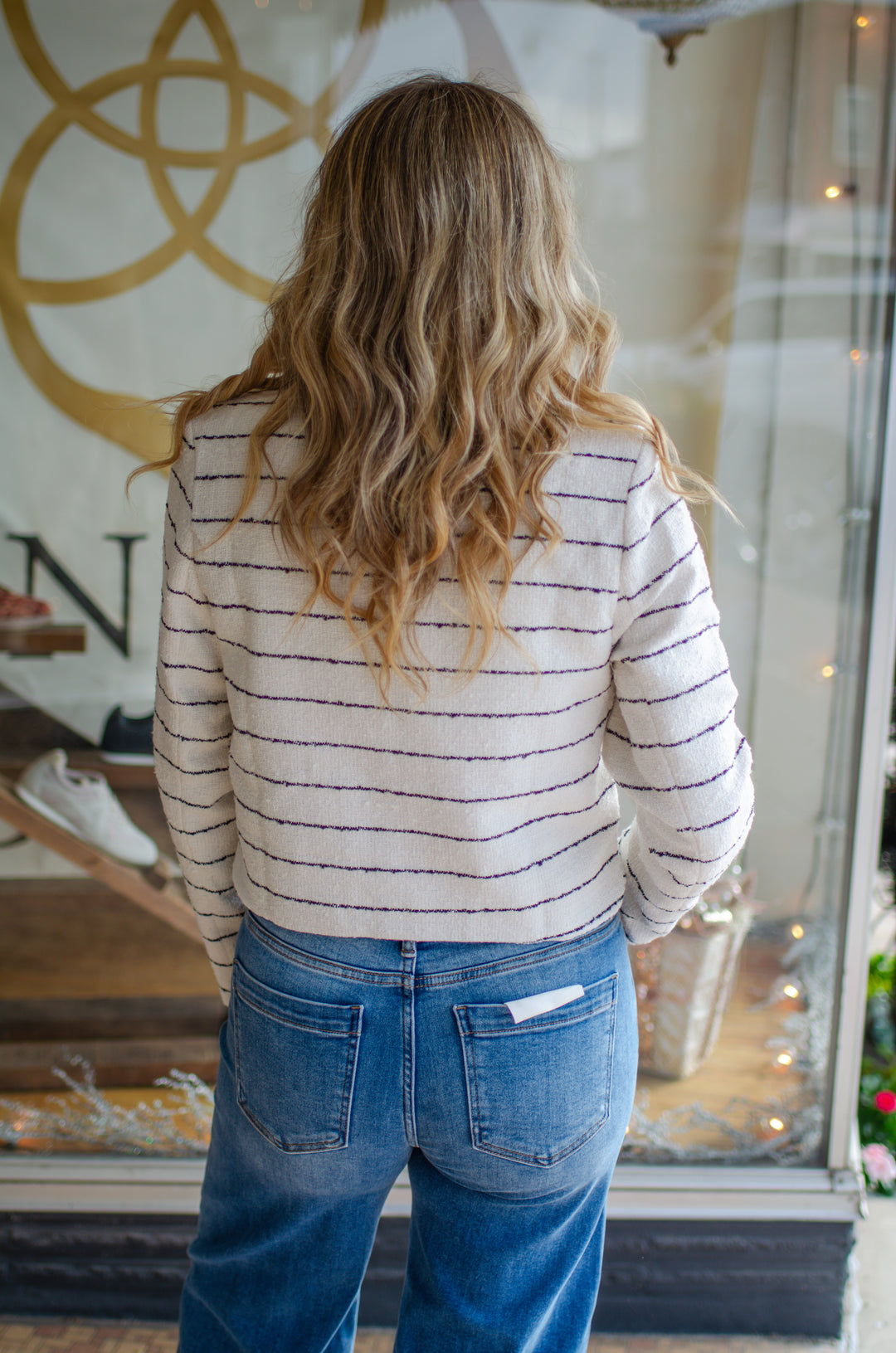 Classic Chic Button Down Stripe Blazer Top