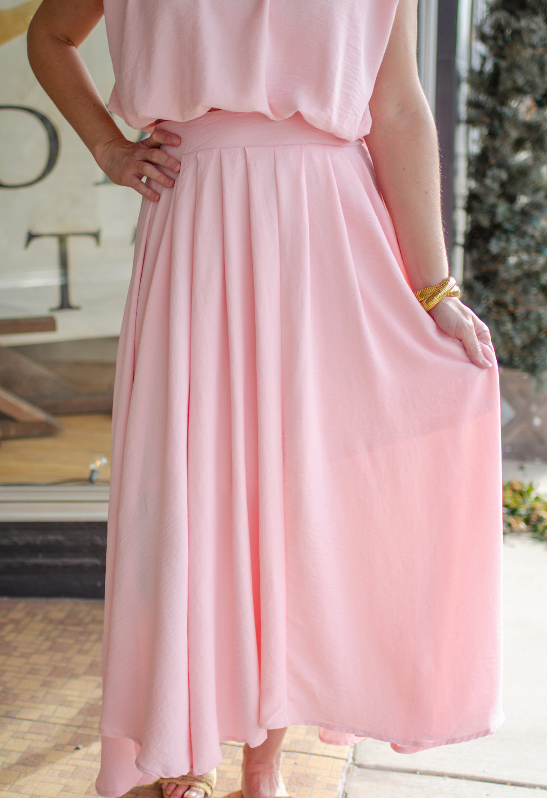 Stunning Moment Swing Skirt in Powder Pink