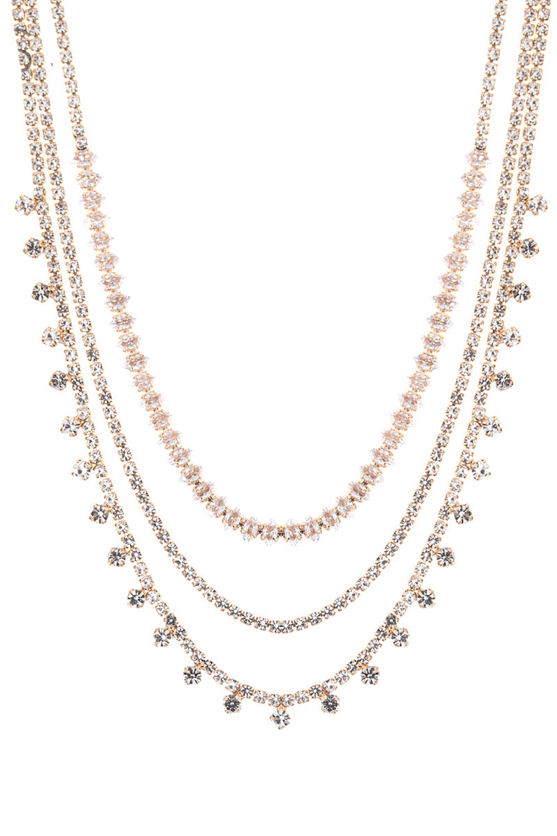Crystal Triple Strand Necklace