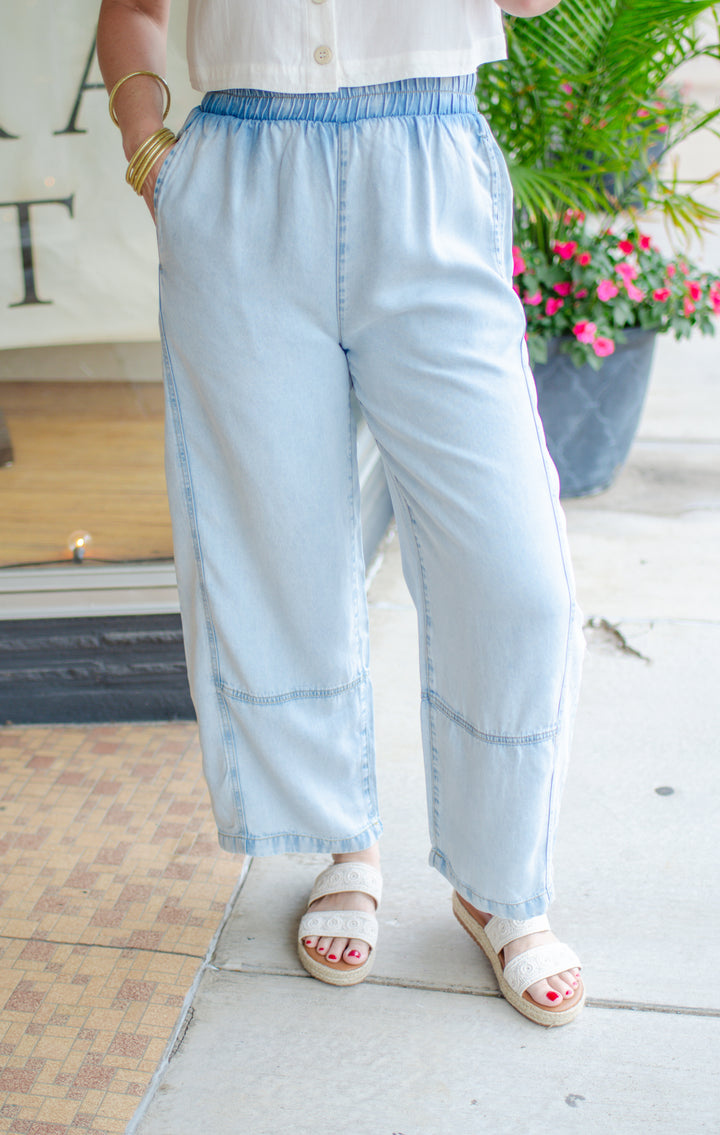 Take You Time Pull On Washed Denim Pant