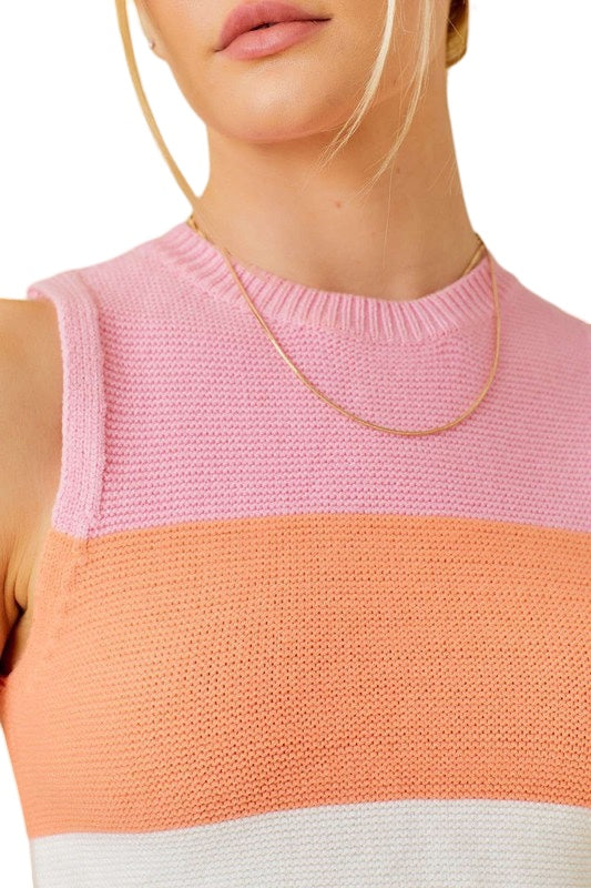 Perfect Sunrise Knit Color Block Tank Top