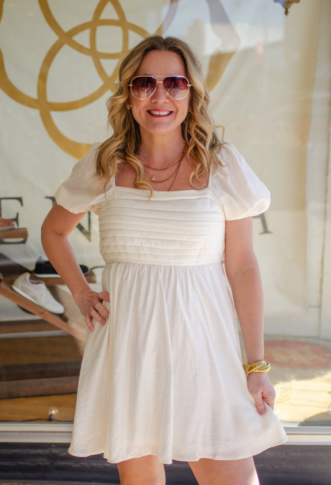 cream dress near me Spin Me Around Ruched Front Dress in Cream