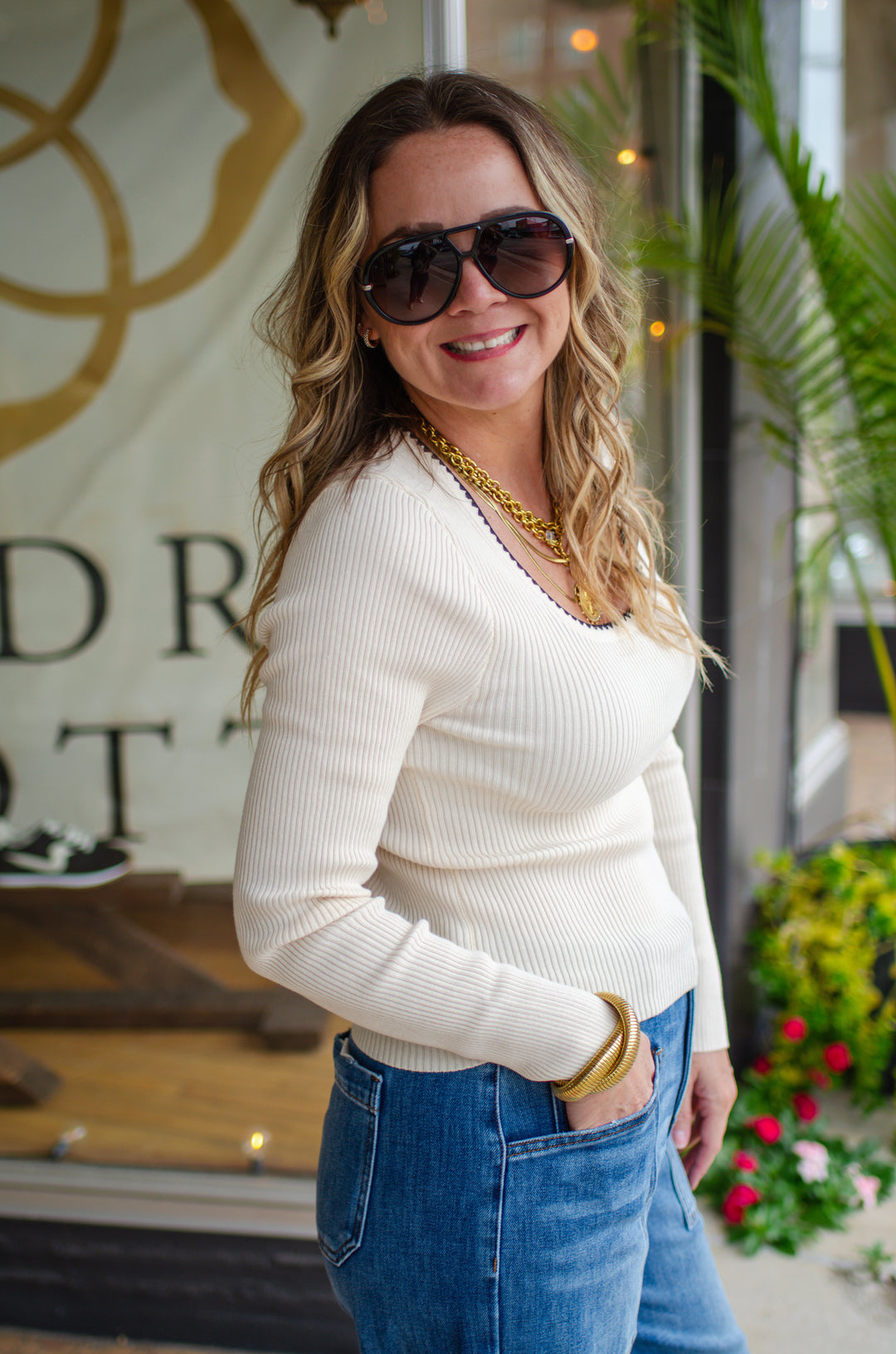 Dreaming of Fall Top in Ivory with Black