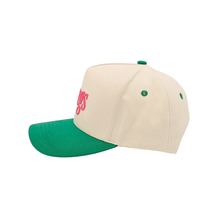 Margs Two-Tone Embroidered Trucker Snapback Cap Green