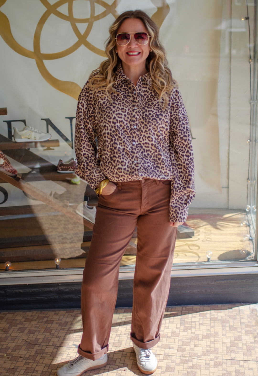 Heart Like Mine Leopared Oversized Button Down Collared Top