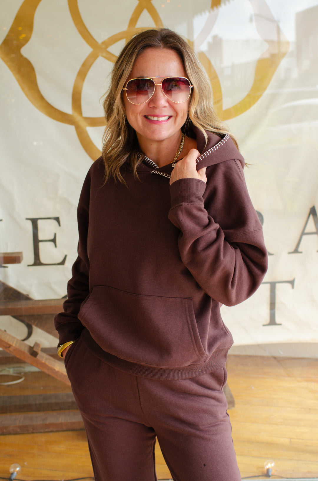 Autumn Comfort Pull On Sweatpants in Brown