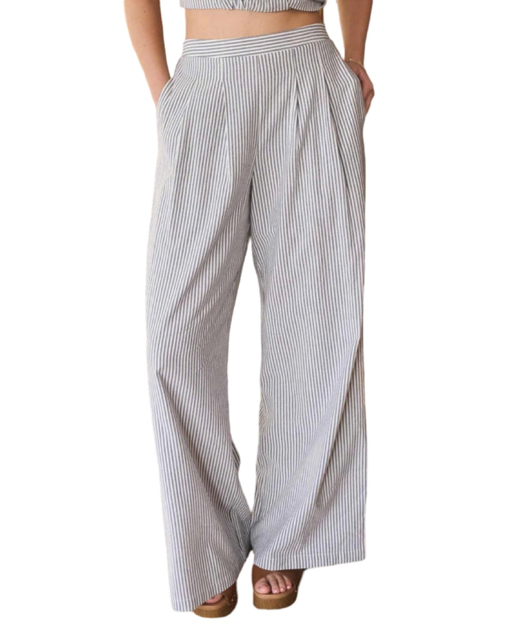 Nautical Moment Tucked Front Stripe Pant in Light Blue