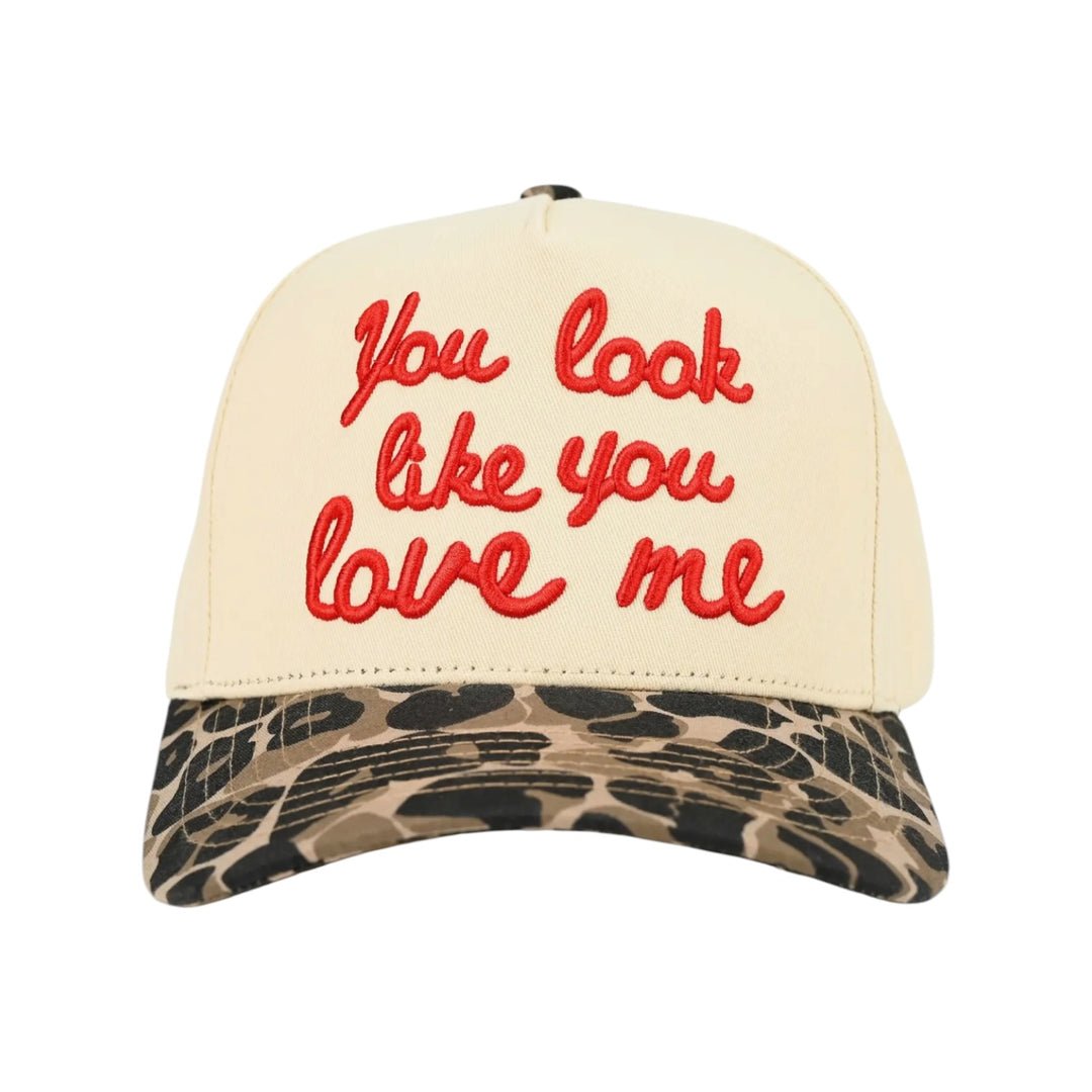 You Look Like You Love Me Embroidered Trucker Hat in Leopard