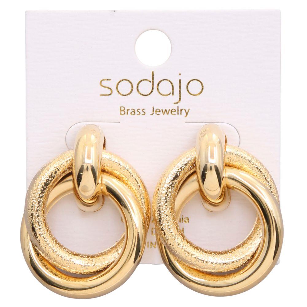 14K Gold Dipped 1" Double Hoop Knot Earring