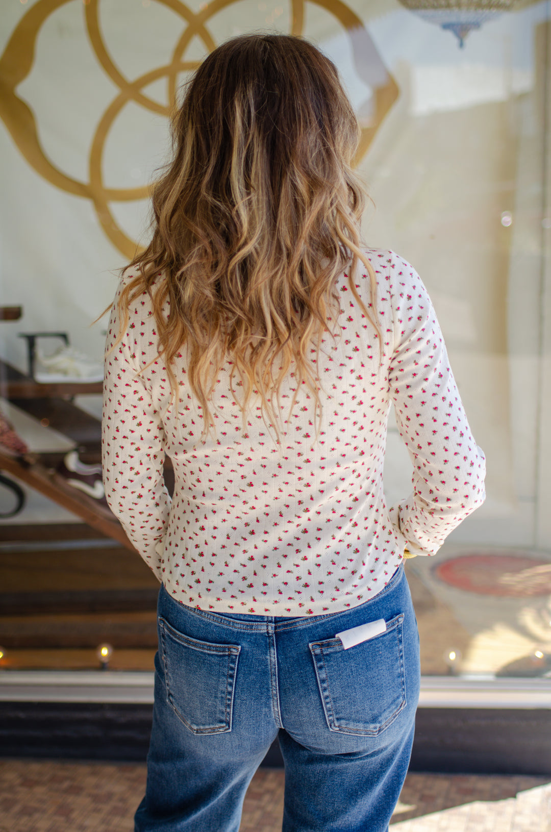 Floral Fields Floral Front Long Sleeve Top