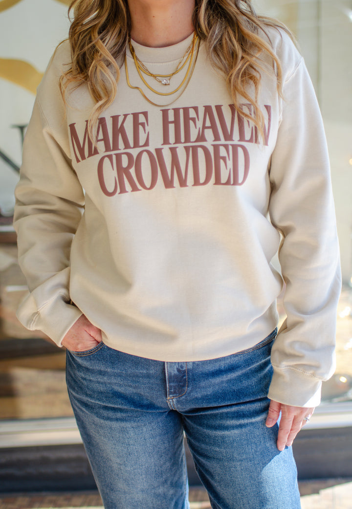 Make Heaven Crowded Puff Letter Sweatshirt in Sand