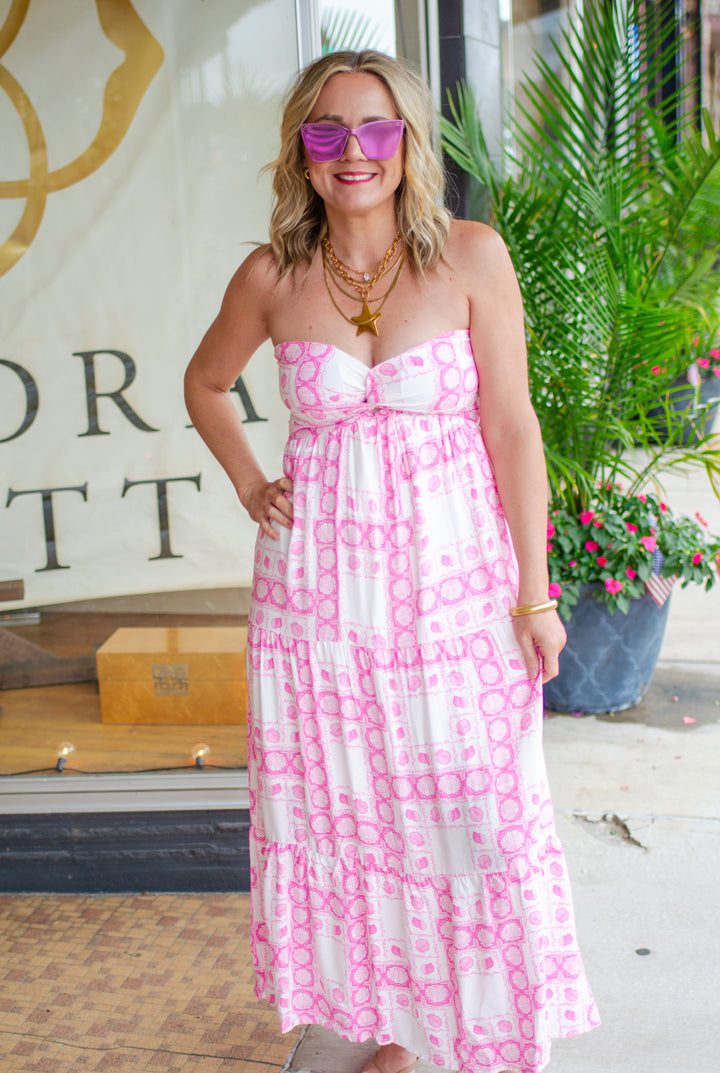 Seaside Beauty Seashell Sweetheart Strapless Maxi Dress