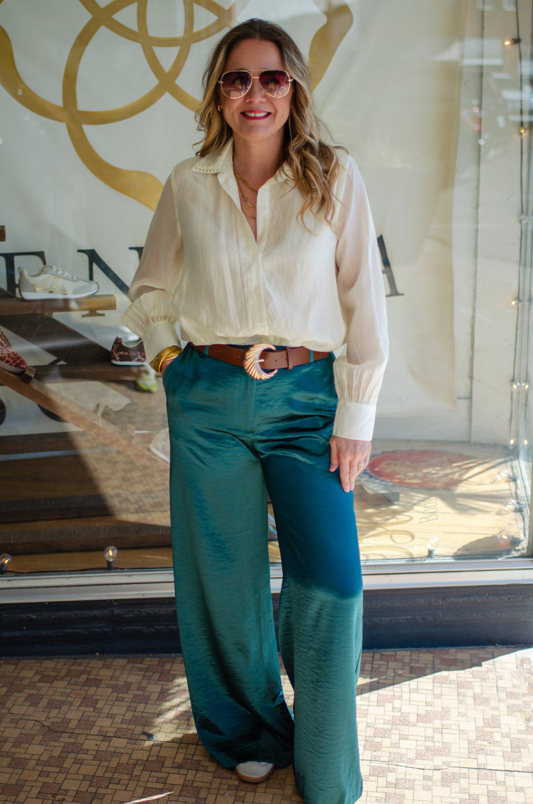 Elevated Style Silky Wide Leg Pants in Emerald Green
