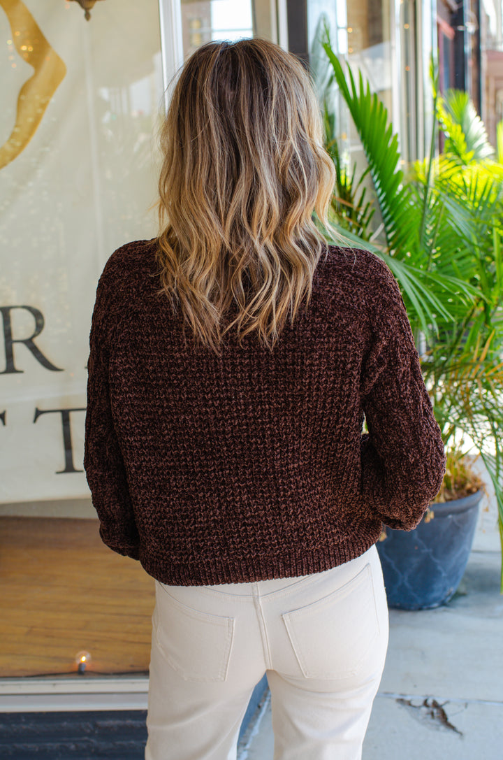 Toasty Charm Knit Sweater Top in Brown