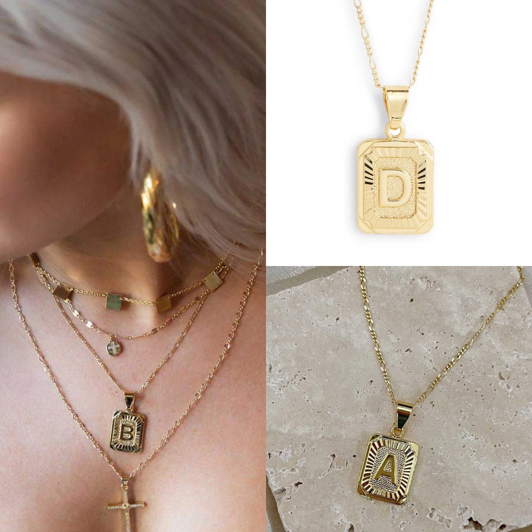 Bracha Initial Card Necklace