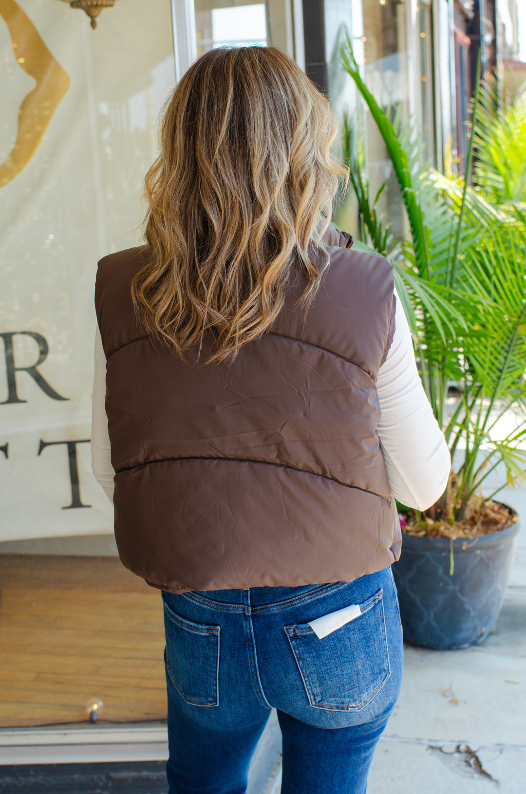 Winter Wishes Puffer Vest in Brown