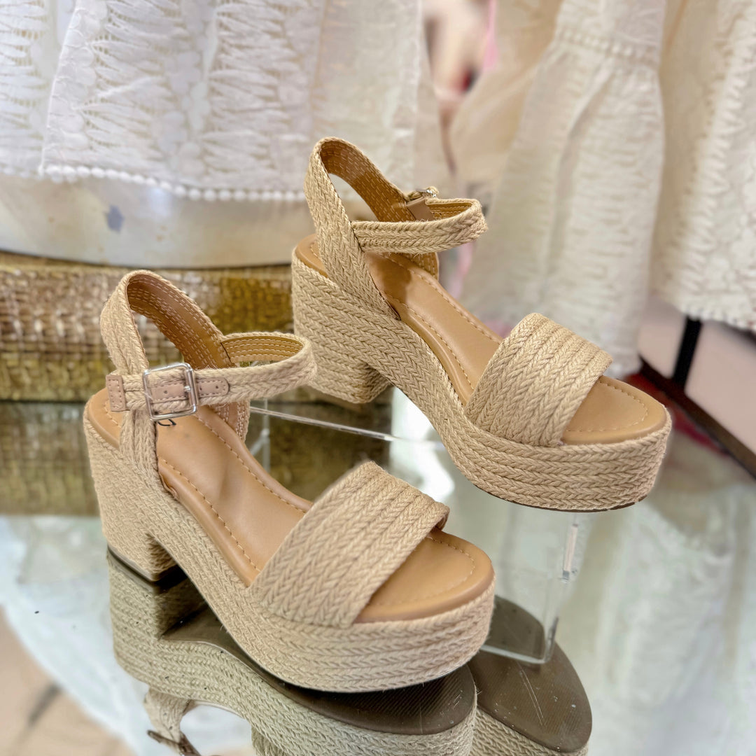 Natural Beauty Woven Jute Platform Heel