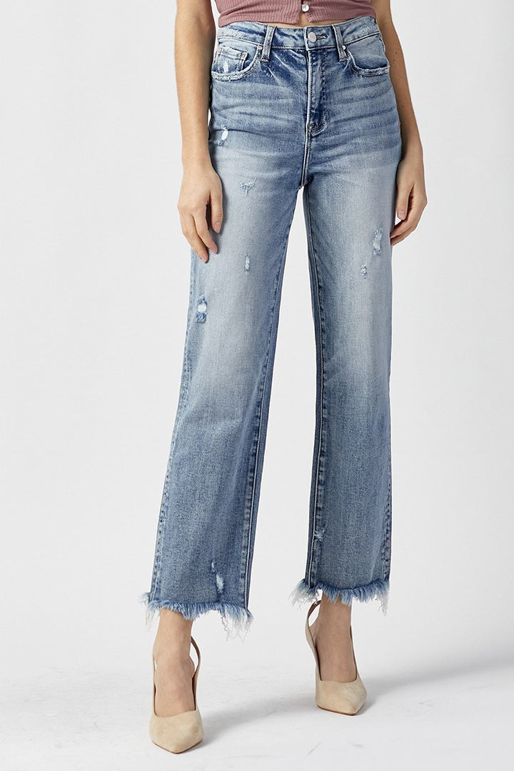 Risen High Rise Straight Jeans-Light