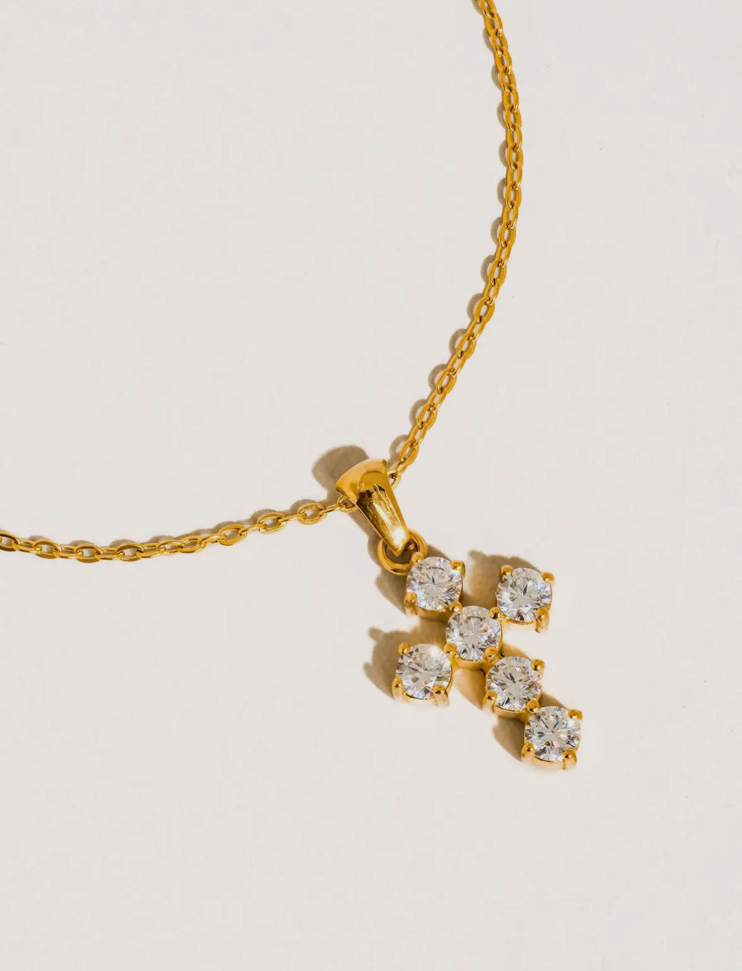 Luxe Rae Small CZ Cross Pendant Necklace 18K Gold