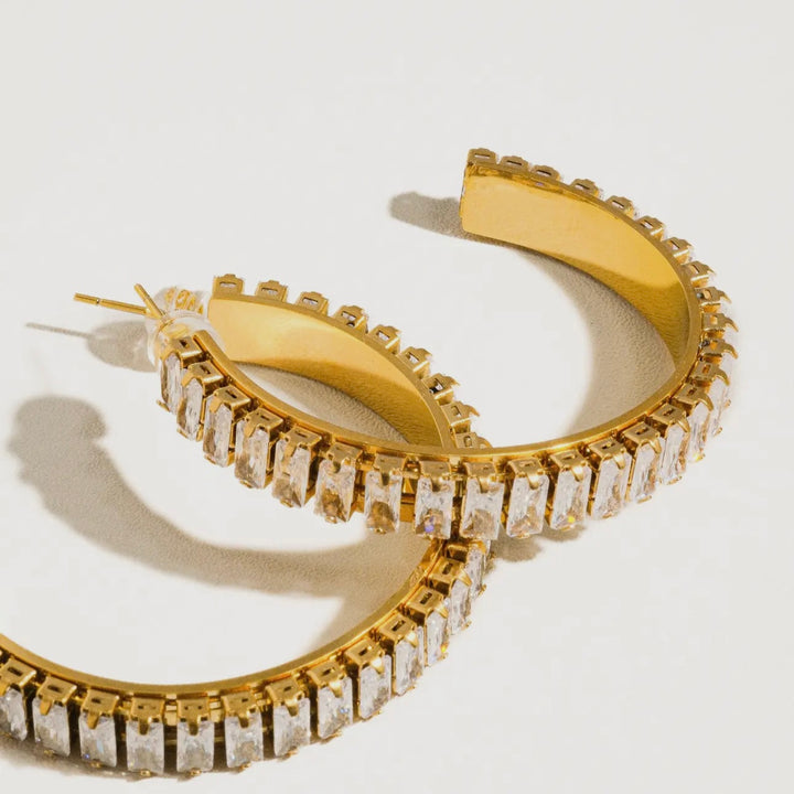 LUXE McKenzie 18K Gold Plated Non-Tarnish Hoop Earrings