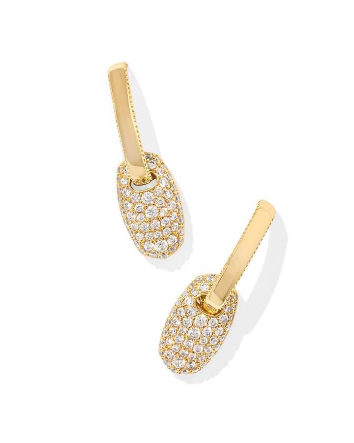 Kendra Scott Bailey Pave Huggie earring in Gold & White Crystal