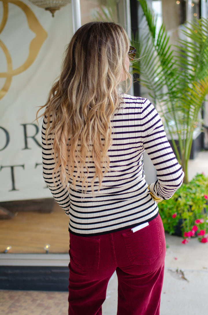 Perfectly Poised Contrast Button Down Collared Sweater Top in Beige
