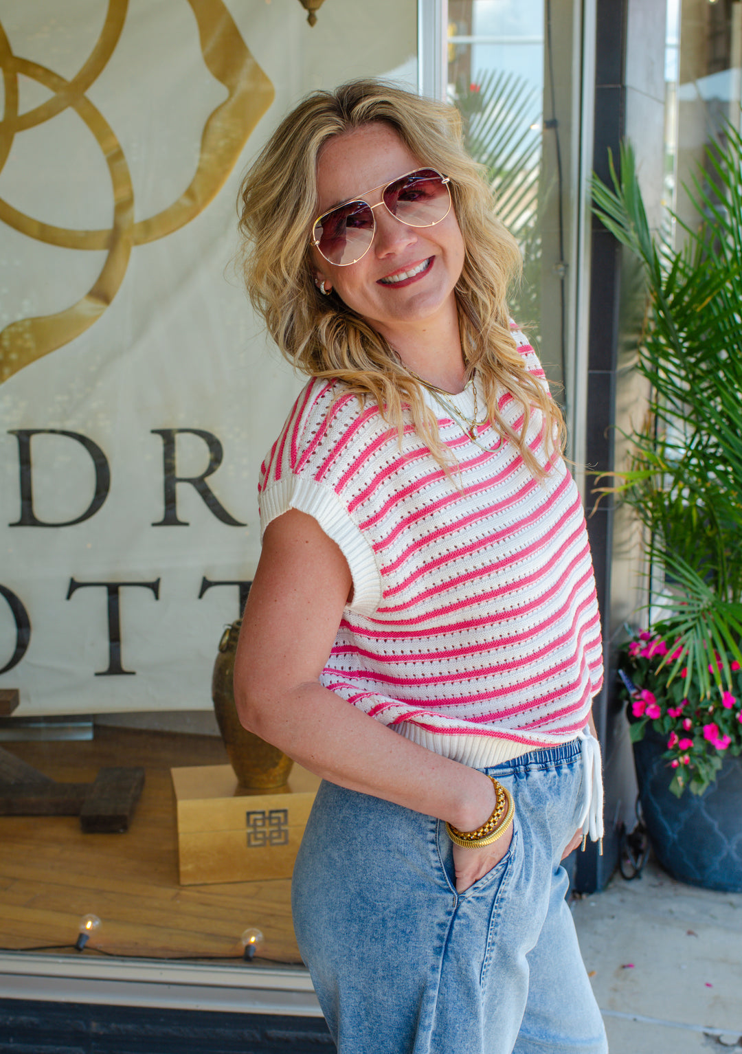 Dream Come True Stripe Knit Top in Pink