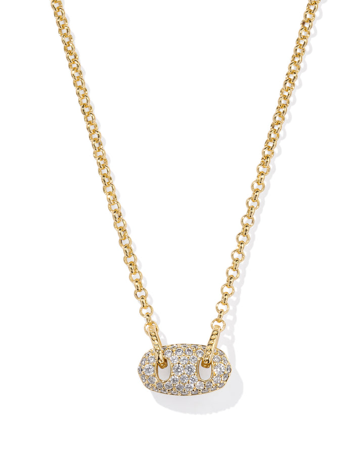 Kendra Scott Bailey Pave Pendant Necklace in Gold & White Crystal