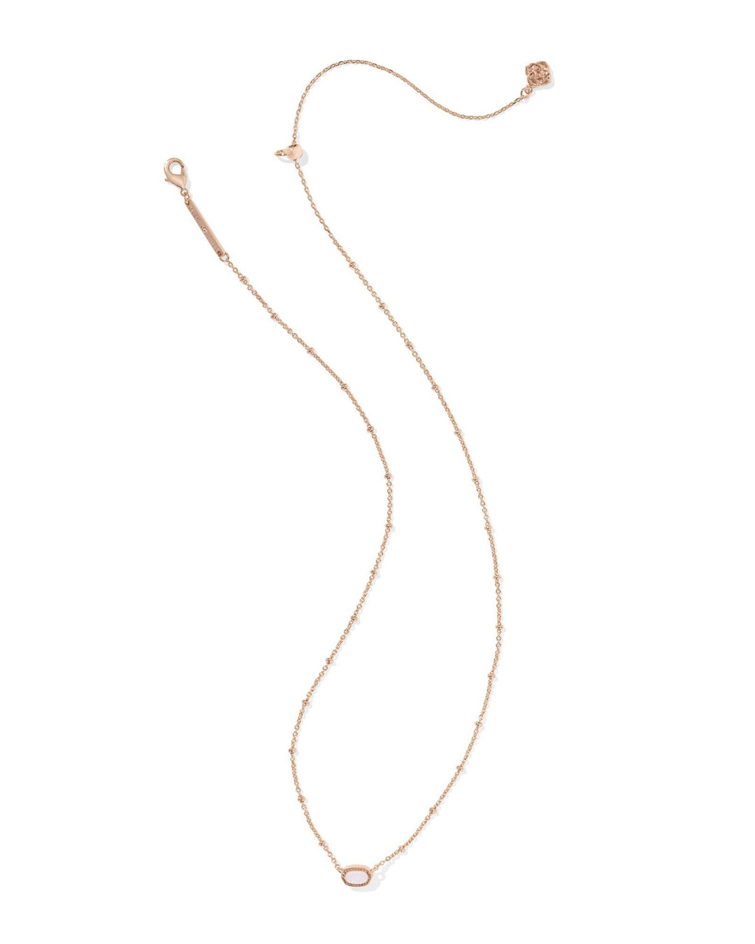 Kendra Scott Mini Elisa Pendant Necklace Iridescent Drusy Rose Gold