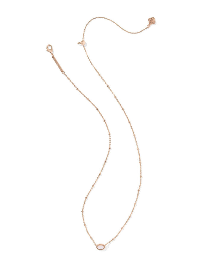 Kendra Scott Mini Elisa Pendant Necklace Iridescent Drusy Rose Gold