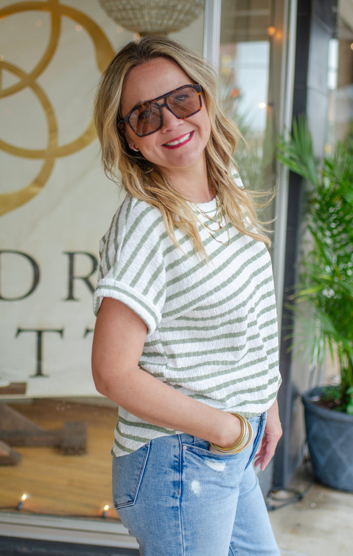 Perfect Striped Tee in Navy