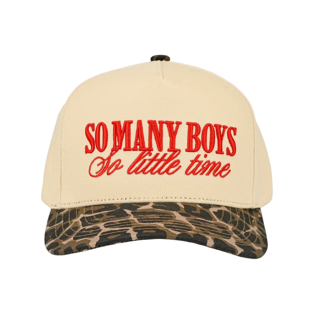 So Many Boys So Little Time Red Embroidered Leopard Hat